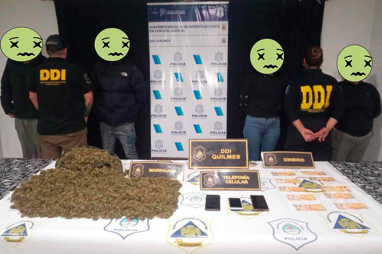 Cuatro personas detenidas y dos kilos de marihuana secuestrada en el límite entre Quilmes y Florencio Varela
