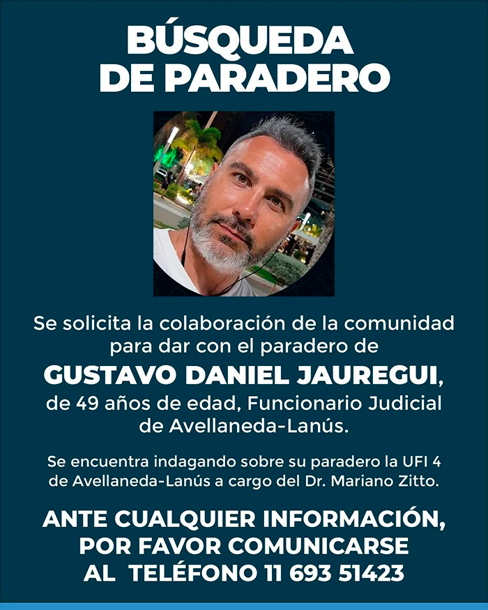 Avellaneda: la desaparición del funcionario judicial Gustavo Daniel Jauregui destapó denuncias de maltrato laboral en la Justicia